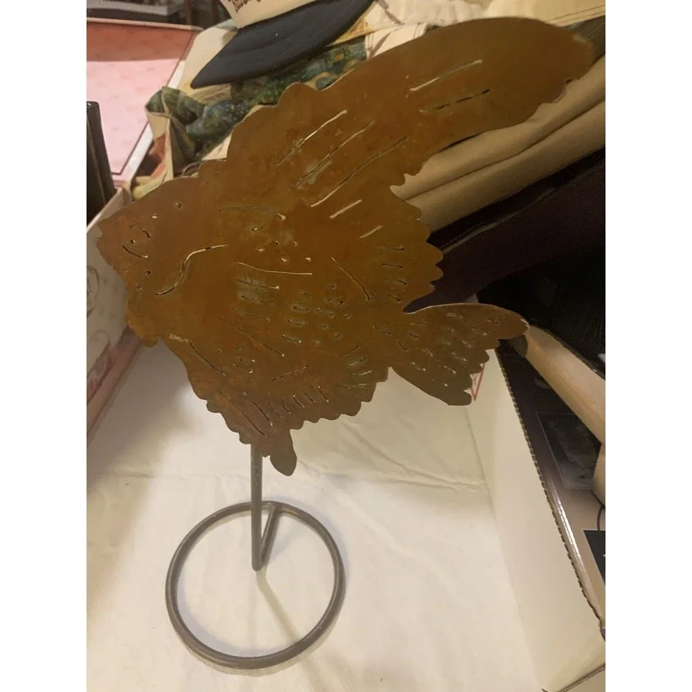 Silvestri Metal Angel Fish Tall Votive Holder~Cutouts For Light~Copper Color